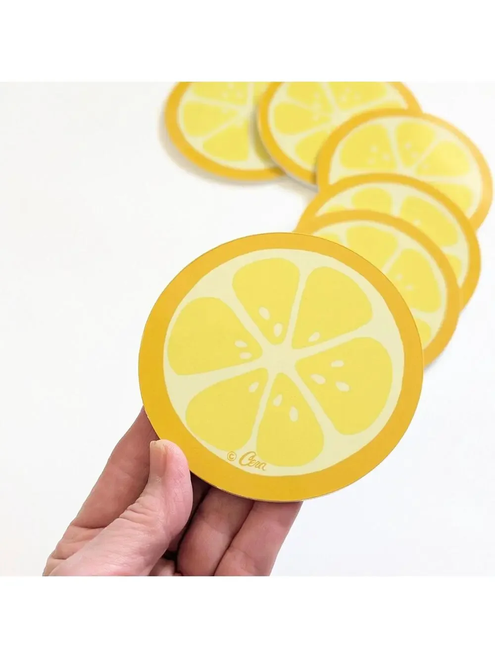 Vintage Cera Lemon Slice Drink Coasters